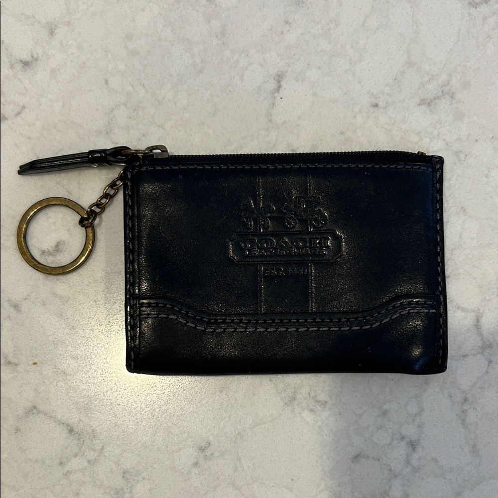 Coach Black Leather Keychain Wallet